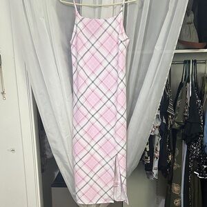 Pink Plaid Slip Dress